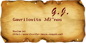 Gavrilovits János névjegykártya